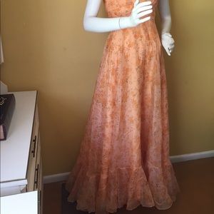 Vintage peach floral gown.
